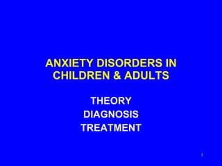 ANXIETY DISORDERS IN CHILDREN & ADULTS THEORY DIAGNOSIS TREATMENT 