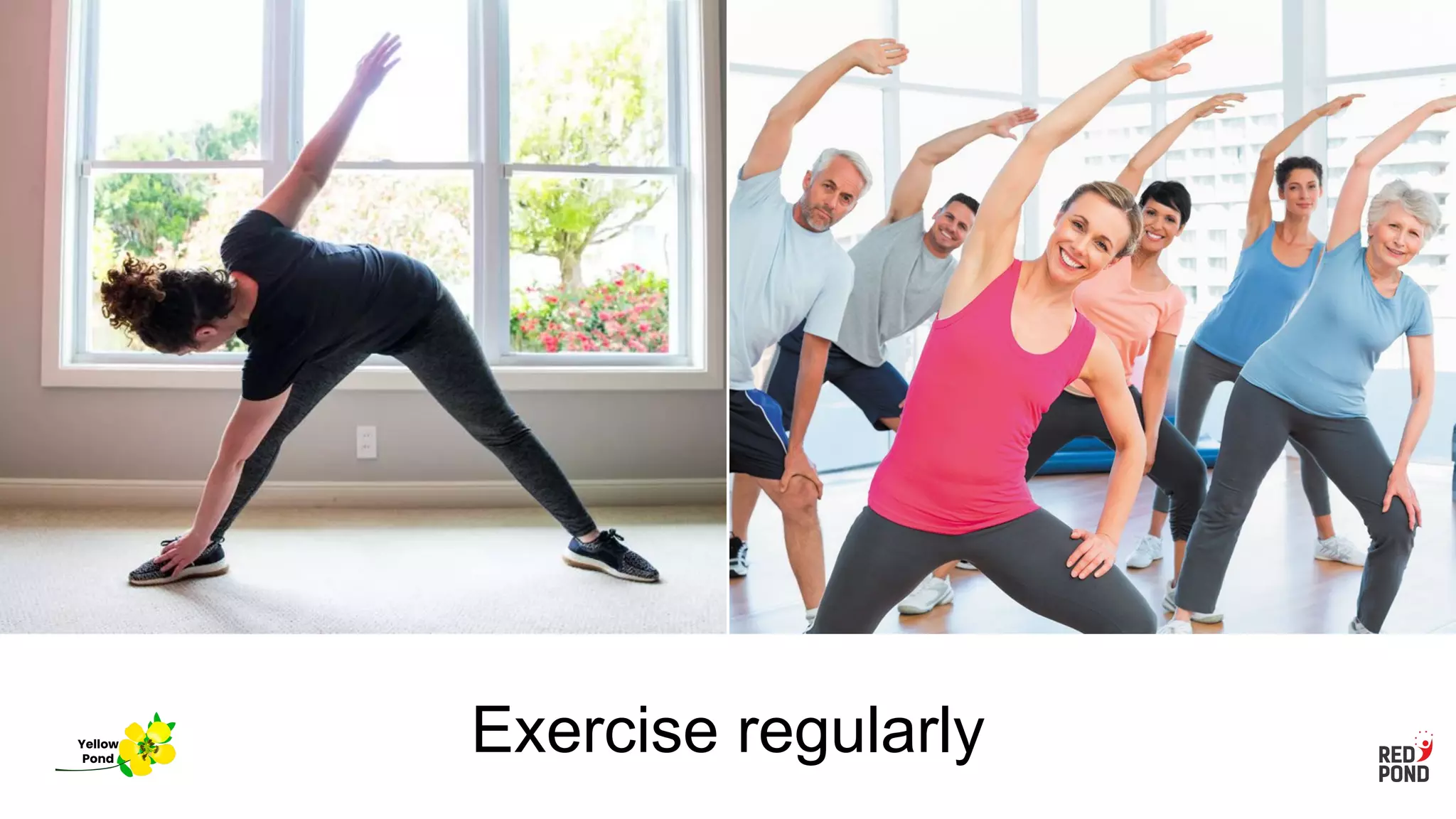 Exercise regularly
Yellow
Pond
 