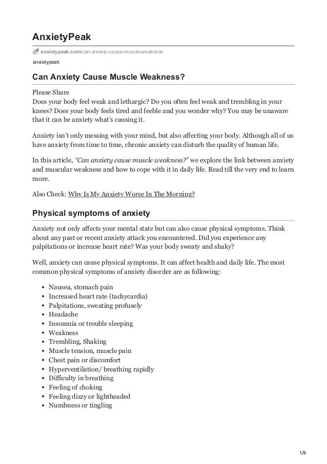 Can Anxiety Cause Muscle Weakness 