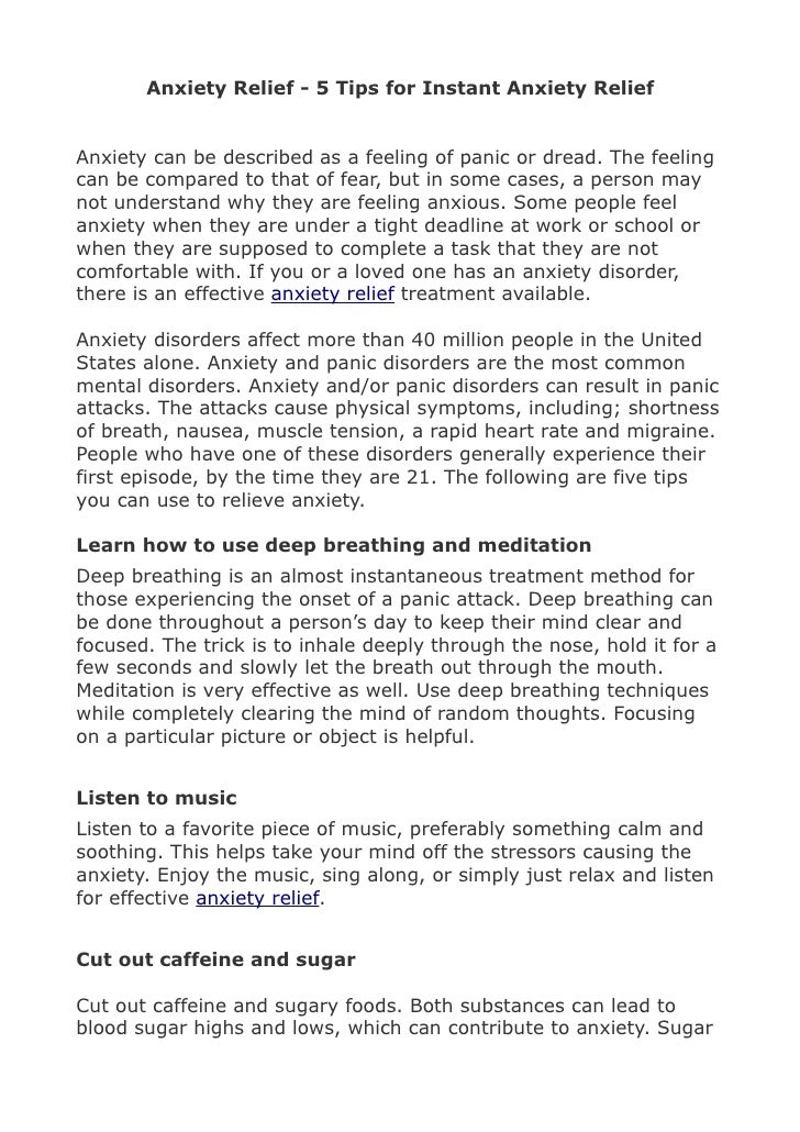 Anxiety Relief 5 Tips For Instant Anxiety Relief