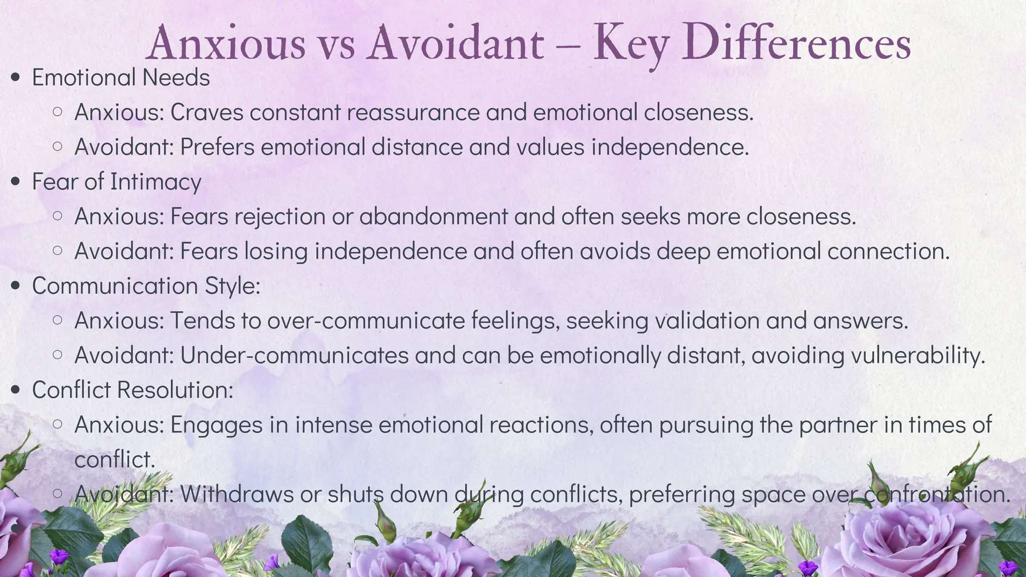 Difference between Anxious vs Avoidant Attachment Styles | PDF