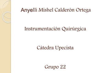Anyelli Mishel Calderón Ortega 
Instrumentación Quirúrgica 
Cátedra Upecista 
Grupo 22 
 