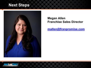 Next Steps
Megan Allen
Franchise Sales Director
mallen@franpromise.com
 