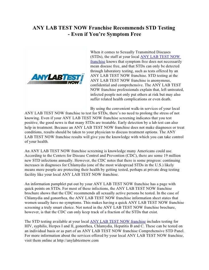 Any lab test now franchise std testing