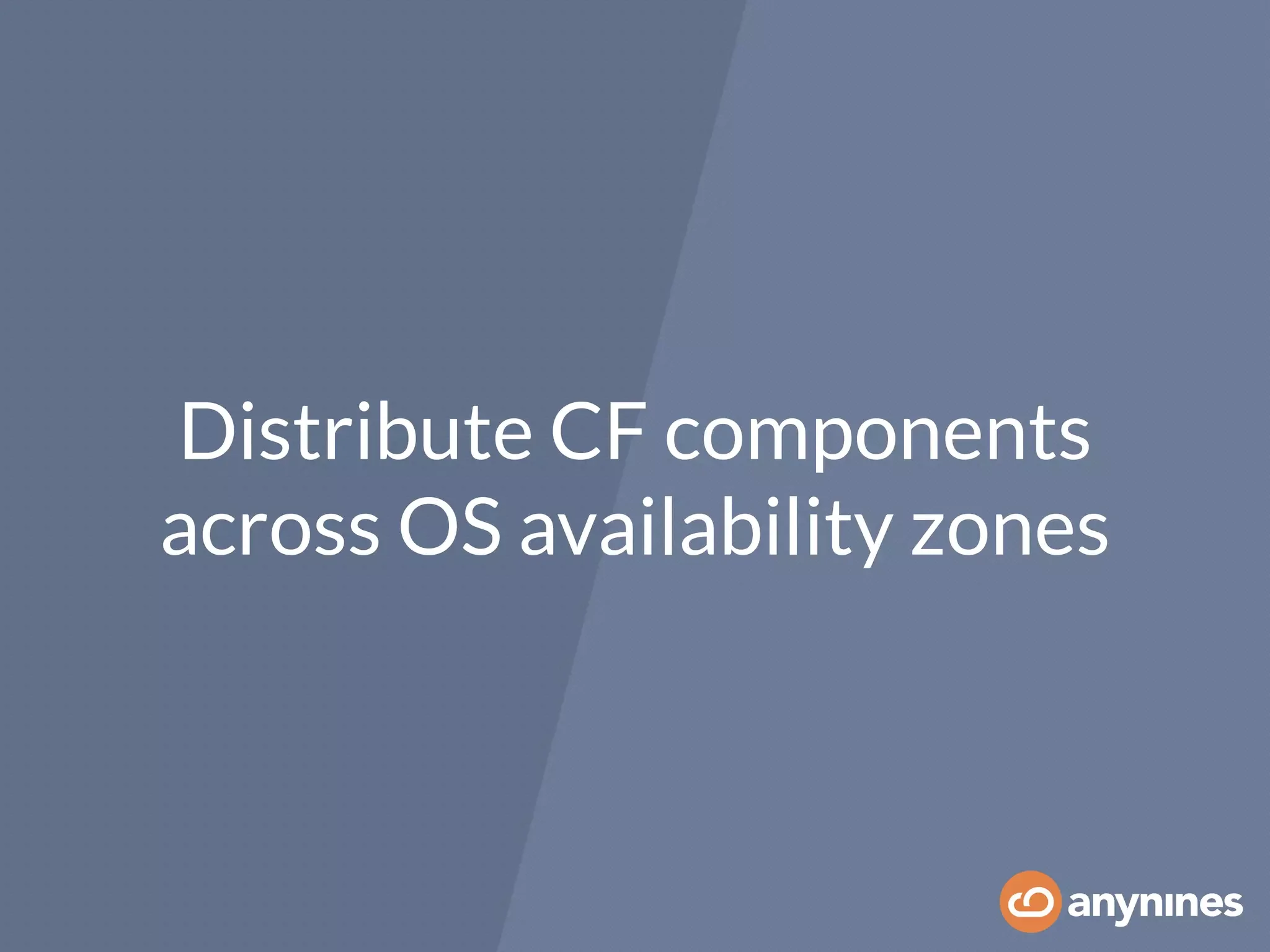 Distribute CF components
across OS availability zones
 