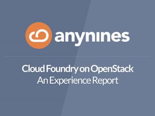 CloudFoundryonOpenStack
AnExperienceReport
 