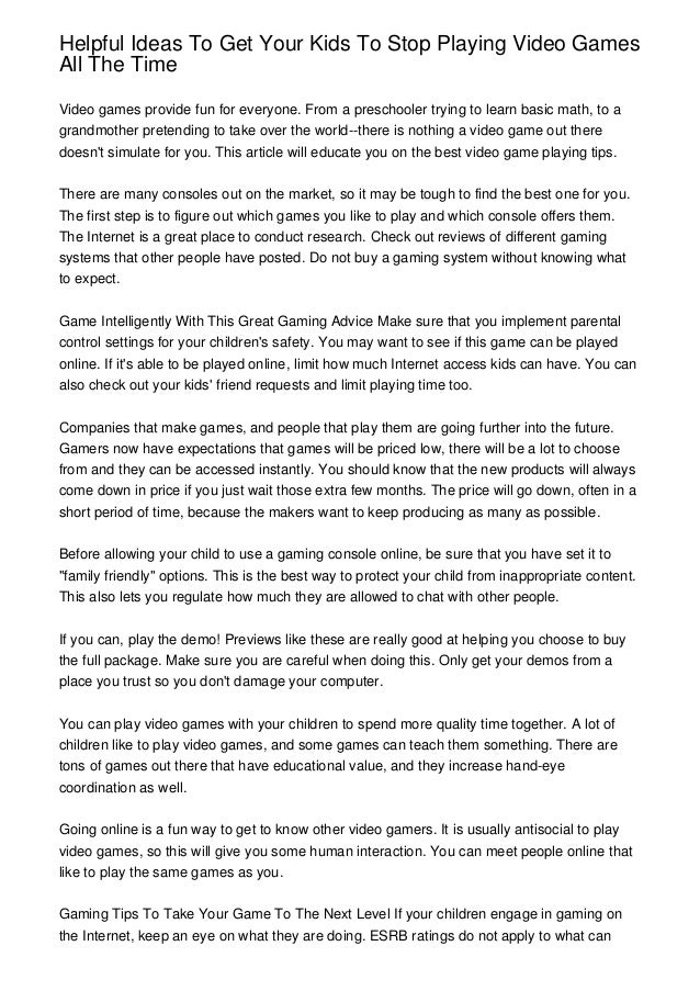 Video game research paper