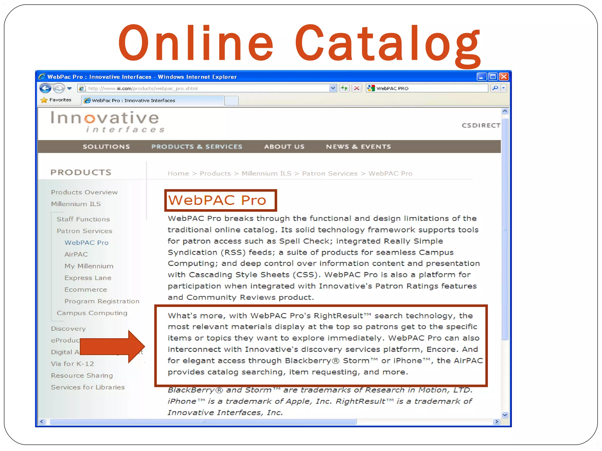 Online Catalog
 