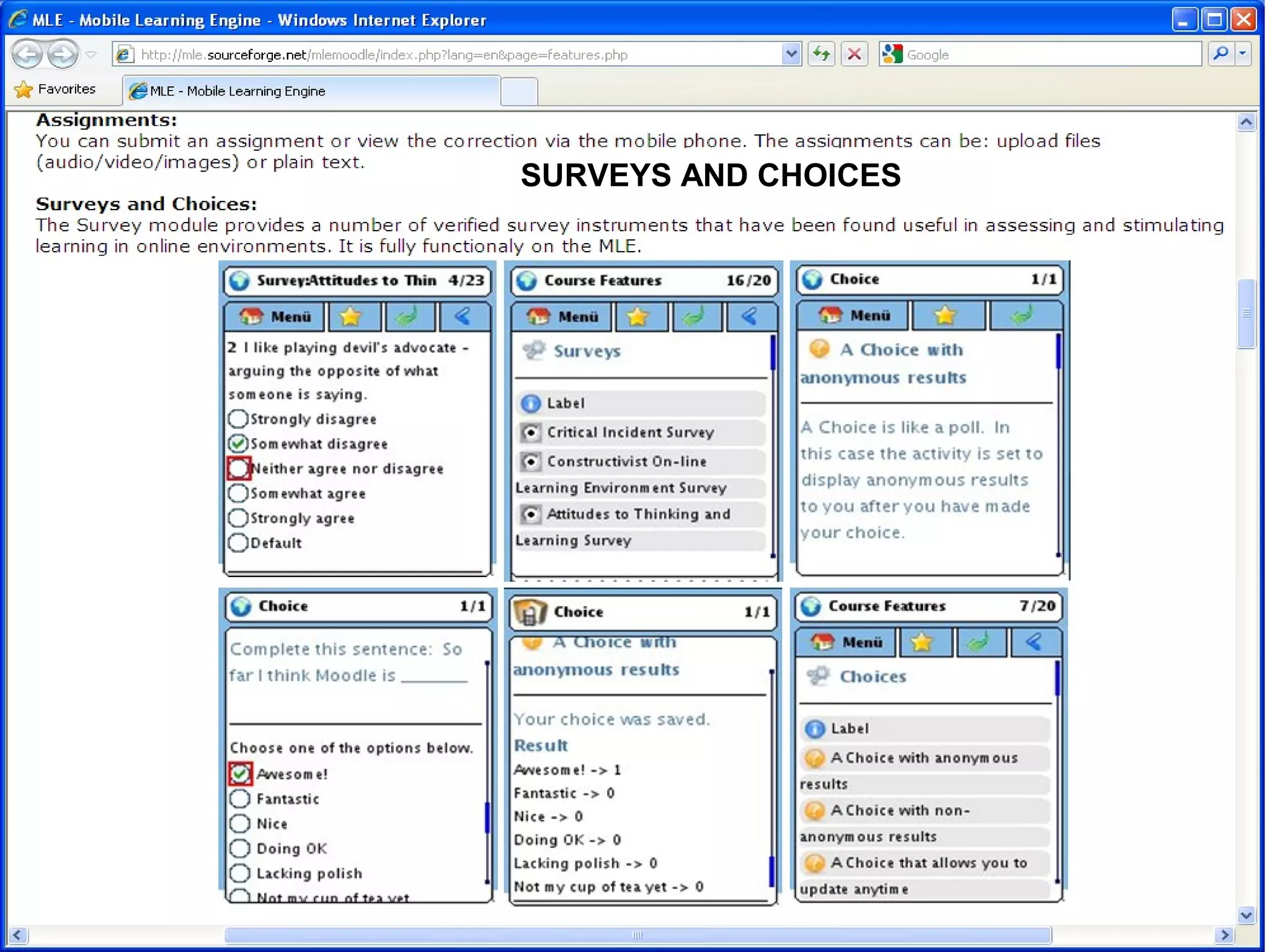 SURVEYS AND CHOICES
 
