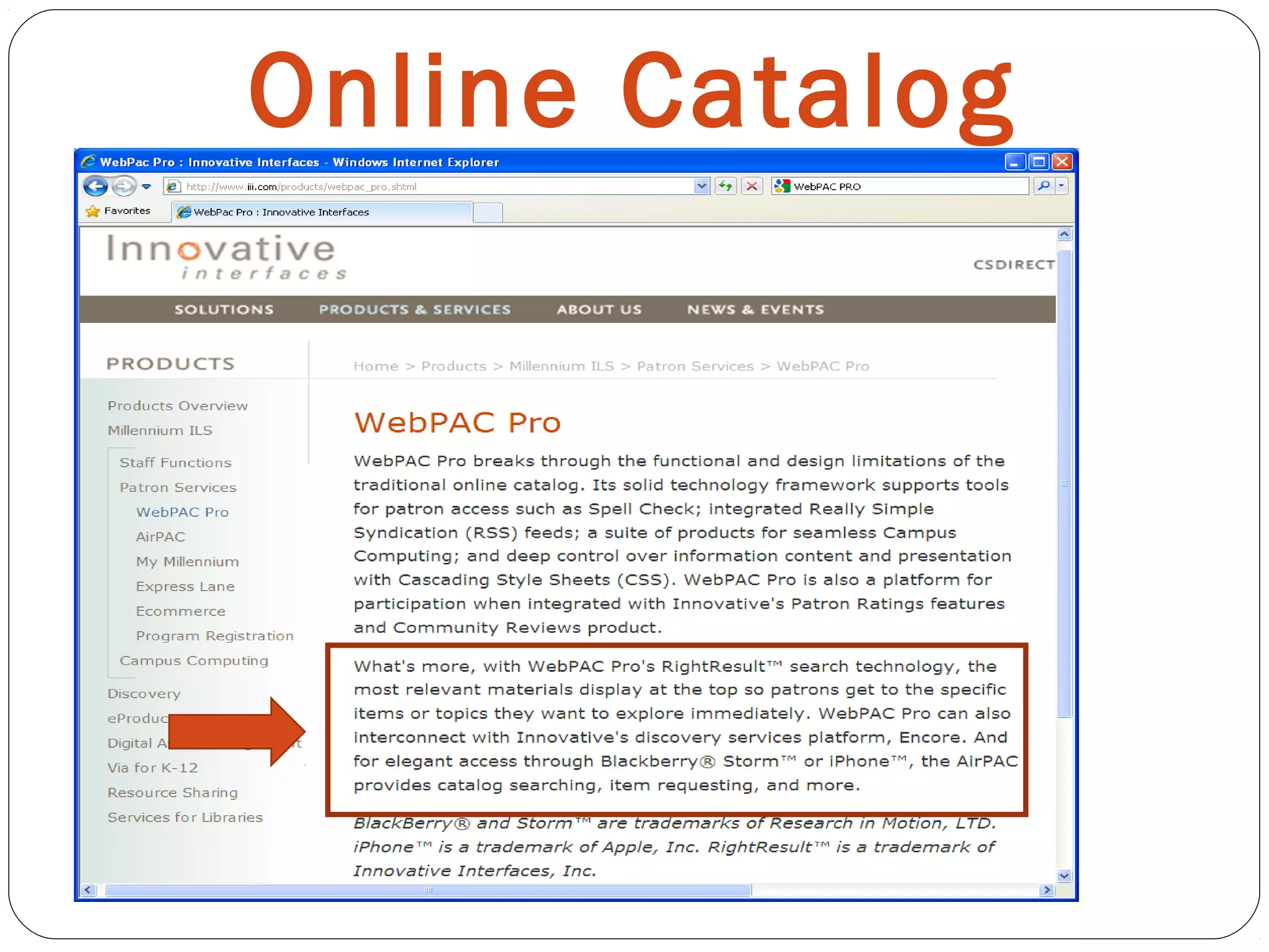 Online Catalog
 