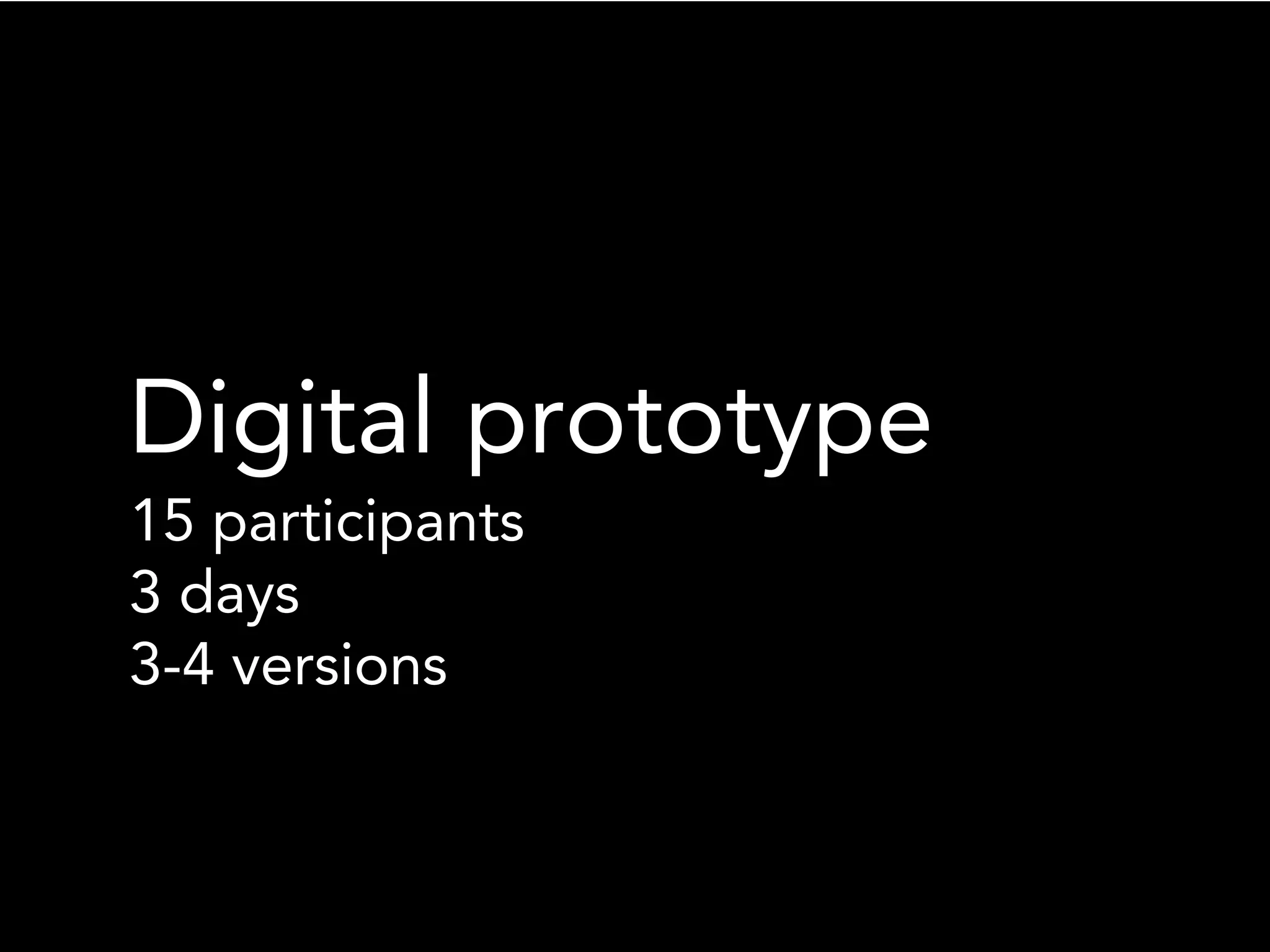 Digital prototype
15 participants
3 days
3-4 versions
 