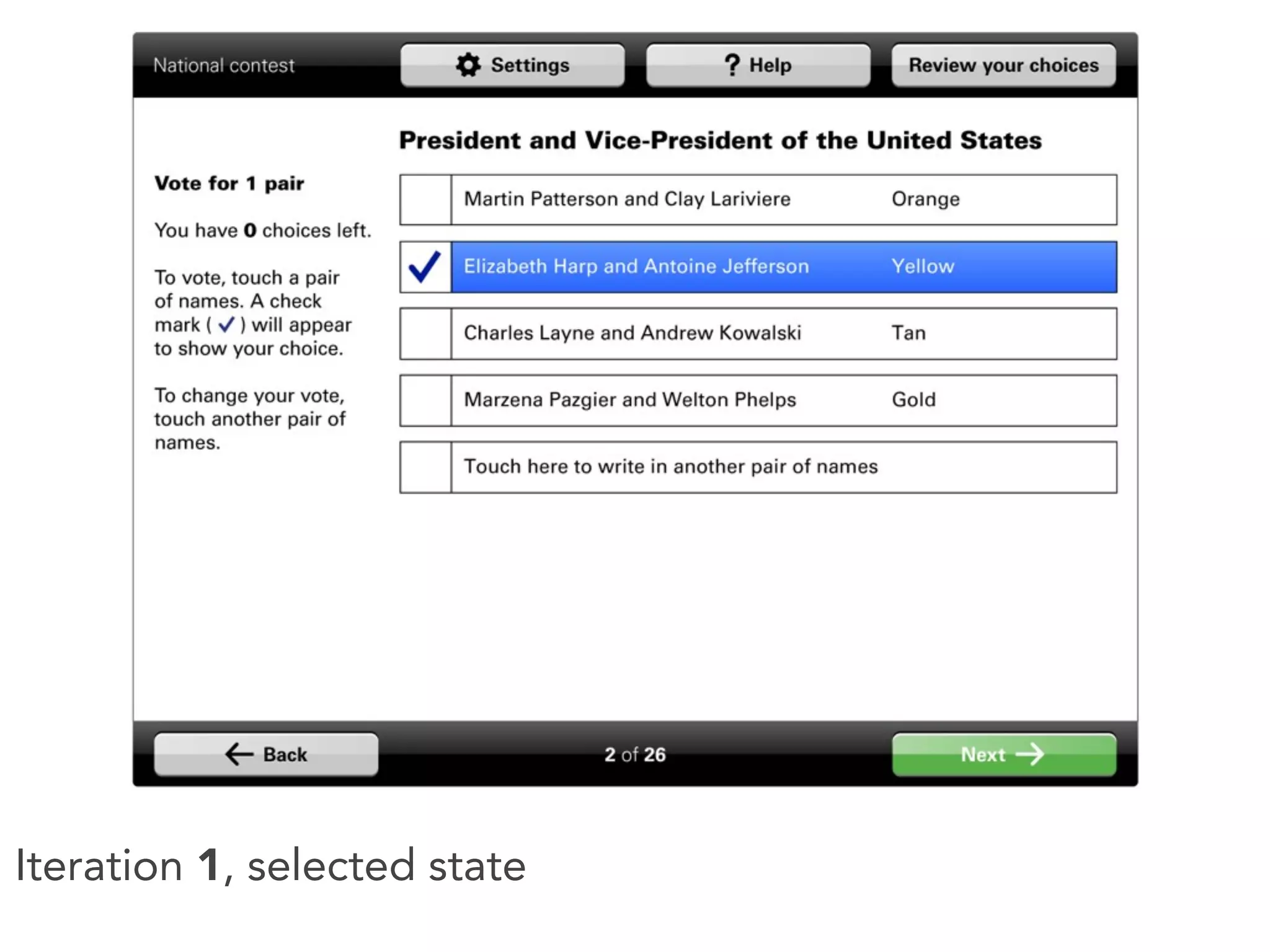Iteration 1, selected state
 