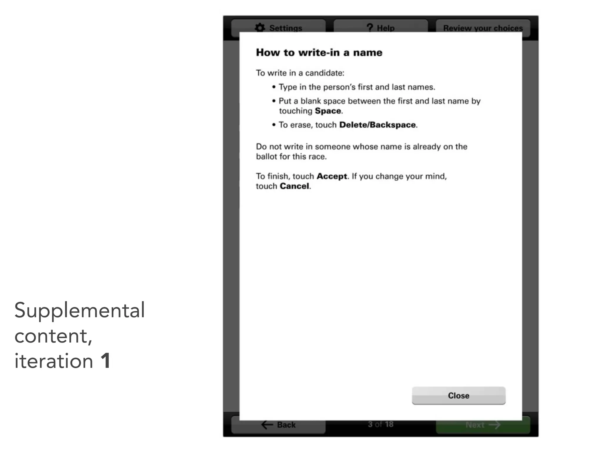 Supplemental
content,
iteration 1
 