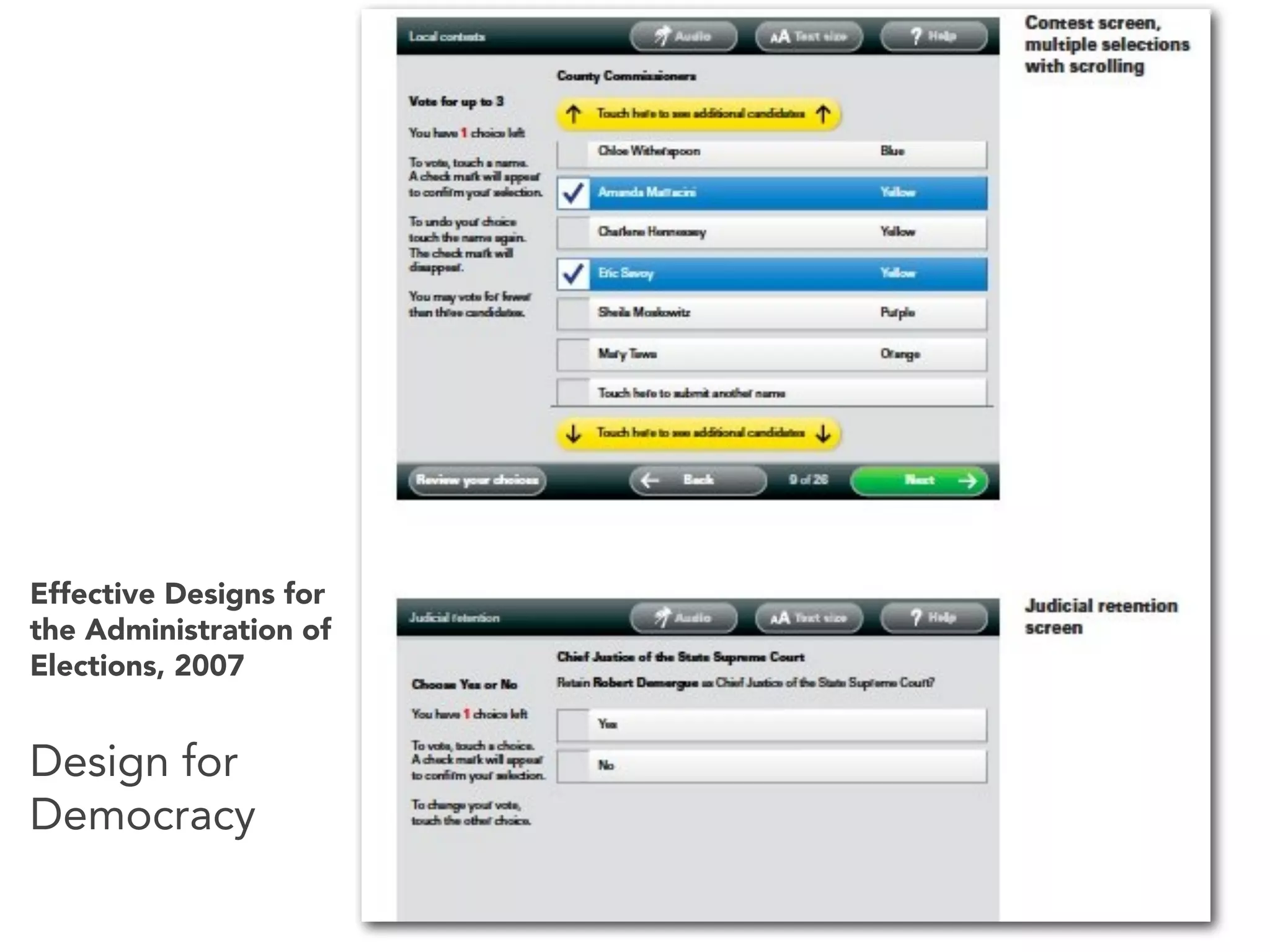 Effective Designs for
the Administration of
Elections, 2007


Design for
Democracy
 