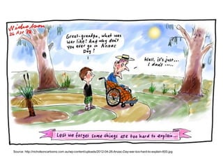 Source: http://nicholsoncartoons.com.au/wp-content/uploads/2012-04-26-Anzac-Day-war-too-hard-to-explain-600.jpg
 