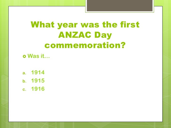 Anzac day quiz