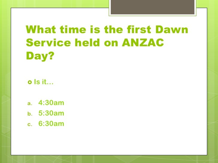 Anzac day quiz