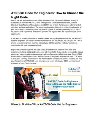 ANZSCO Code for Engineers – How to Choose the Right One for Engineers ...