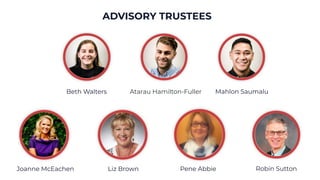 ADVISORY TRUSTEES
Beth Walters Atarau Hamilton-Fuller Mahlon Saumalu
Joanne McEachen Liz Brown Pene Abbie Robin Sutton
 