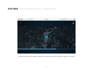 39
SITE WEB Timeline (Match en cours - Player/Pause)
Jean peut à tout moment stopper la vidéo et la reprendre quand il le souhaite en cliquant sur le player.
 