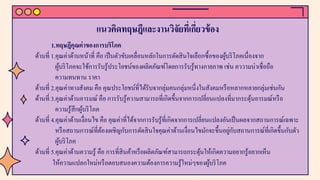 1.ทฤษฎีคุณค่าของการบริโภค
ด้านที่ 1.คุณค่าด้านหน้าที่ คือ เป็นตัวขับเคลื่อนหลักในการตัดสินใจเลือกซื้อของผู้บริโภคเนื่องจาก
ผู้บริโภคจะใช้การรับรู้ประโยชน์ของผลิตภัณฑ์โดยการรับรู้ทางกายภาพ เช่น คววามน่าเชื่อถือ
ความทนทาน ราคา
ด้านที่ 2.คุณค่าทางสังคม คือ คุณประโยชน์ที่ได้รับจากลุ่มคนกลุ่มหนึ่งในสังคมหรือหลากหลายกลุ่มเช่นกัน
ด้านที่ 3.คุณค่าด้านอารมณ์ คือ การรับรู้ความสามารถที่เกิดขึ้นจากการเปลี่ยนแปลงที่มากระตุ้นอารมณ์หรือ
ความรู้สึกผู้บริโภค
ด้านที่ 4.คุณค่าด้านเงื่อนไข คือ คุณค่าที่ได้จากการรับรู้ที่เกิดจากการเปลี่ยนแปลงอันเป็นผลจากสถานการณ์เฉพาะ
หรือสถานการณ์ที่ต้องเผชิญกับการตัดสินใจคุณค่าด้านเงื่อนไขมักจะขึ้นอยู่กับสถานการณ์ที่เกิดขึ้นกับตัว
ผู้บริโภค
ด้านที่ 5.คุณค่าด้านความรู้ คือ การที่สินค้าหรือผลิตภัณฑ์สามารถกระตุ้นให้เกิดความอยากรู้อยากเห็น
ให้ความแปลกใหม่หรือตอบสนองความต้องการความรู้ใหม่ๆของผู้บริโภค
แนวคิดทฤษฎีและงานวิจัยที่เกี่ยวข้อง
 
