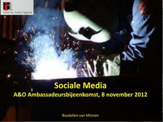 Sociale Media
A&O Ambassadeursbijeenkomst, 8 november 2012


               Baukelien van Minnen
 