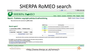 SHERPA RoMEO search
<http://www.sherpa.ac.uk/romeo/>
 