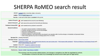 SHERPA RoMEO search result
 