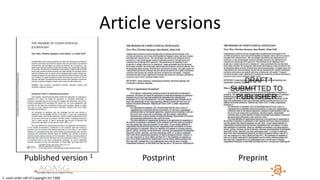 Article versions
Published version 1 Postprint Preprint
1. used under s40 of Copyright Act 1968
 