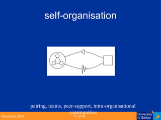 self-organisation pairing, teams, peer-support, intra-organisational communities 