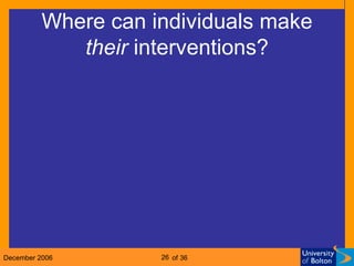 Where can individuals make  their  interventions? 