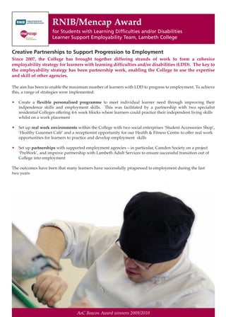 AoC Beacon Awards 2009/10 Winning College Profiles | PDF