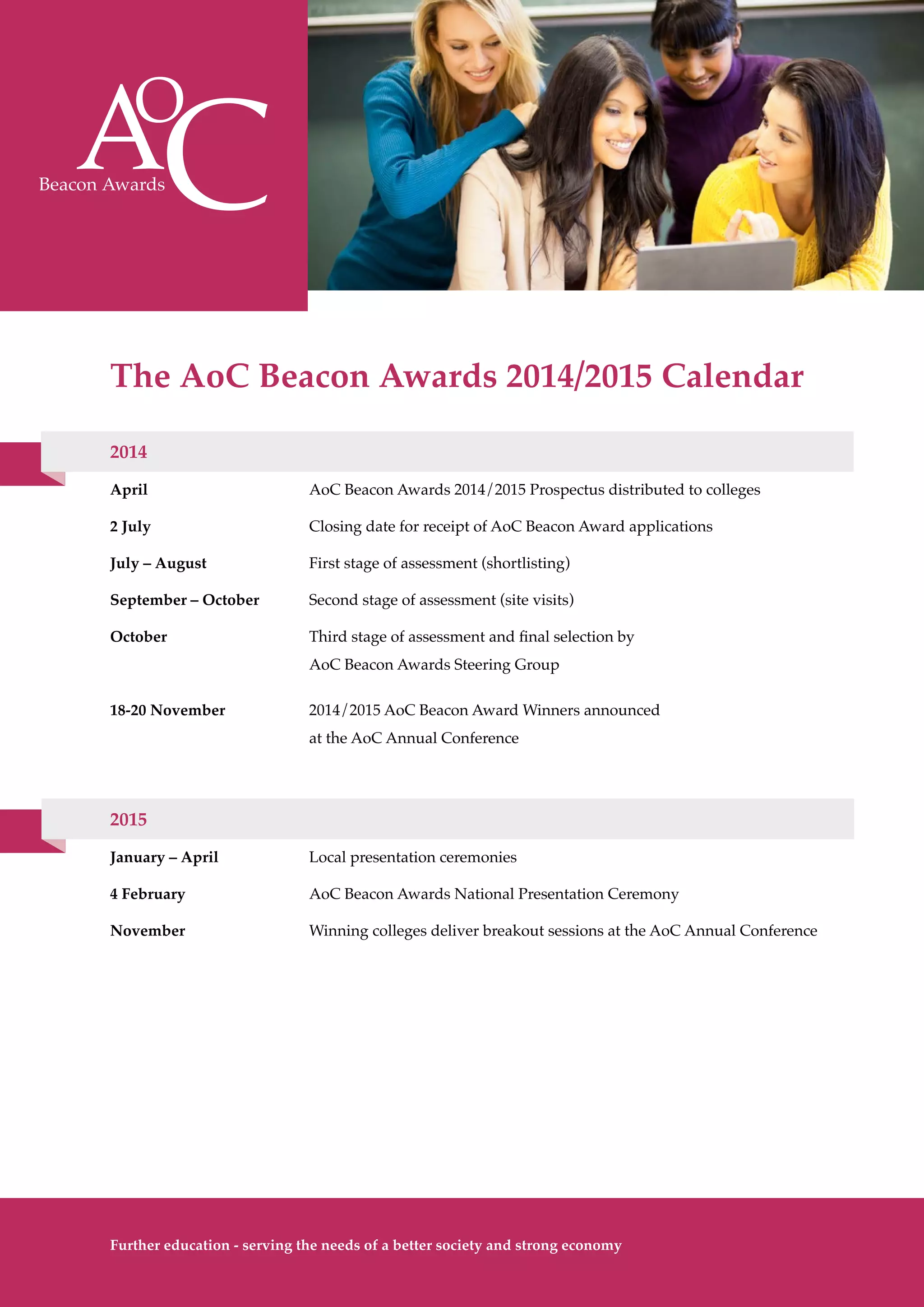 AoC Beacon Awards 201415 Calendar PDF Free Download