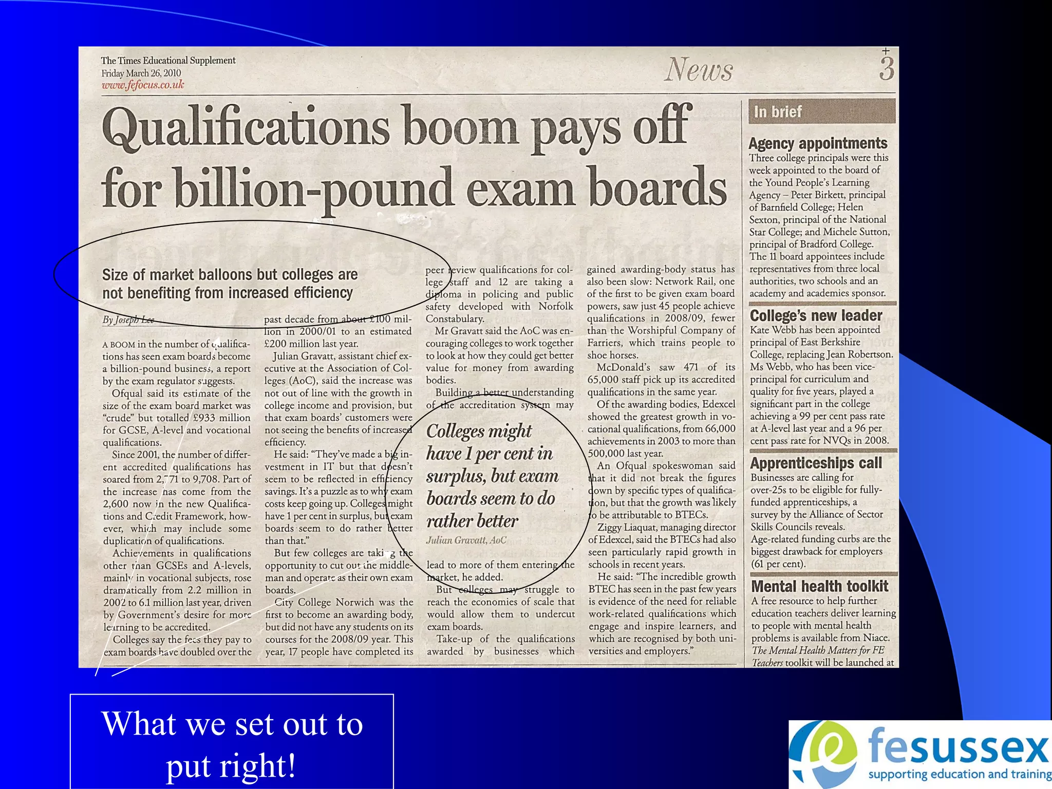 What we set out to
   put right!
 