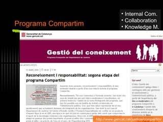 Programa Compartim http://www.gencat.cat/justicia/compartim/ Internal Com. Collaboration Knowledge M. 