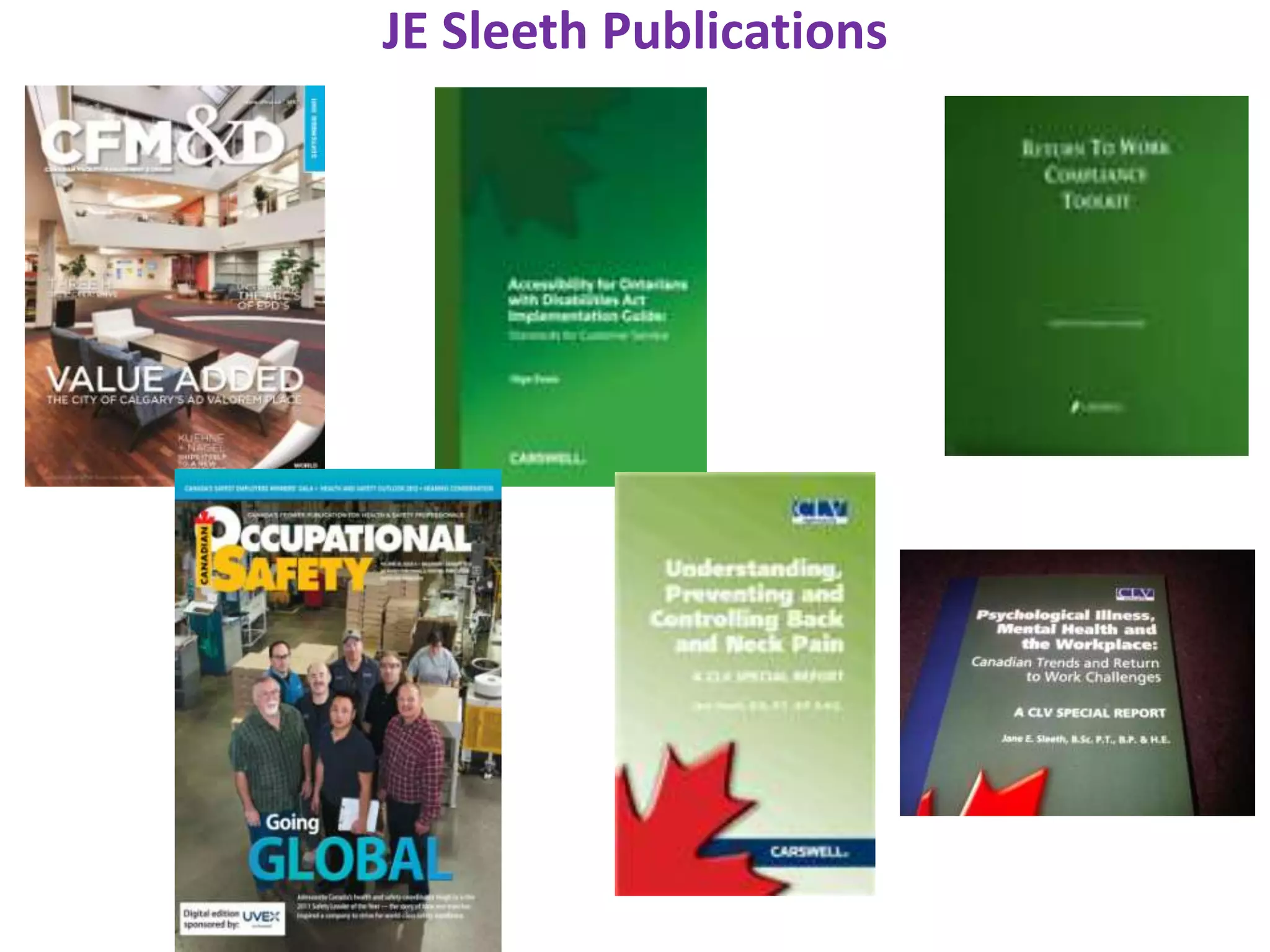 JE Sleeth Publications

 