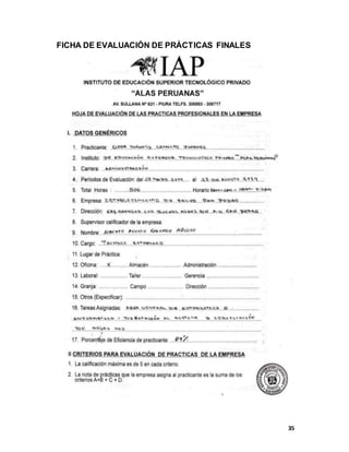 35
FICHA DE EVALUACIÓN DE PRÁCTICAS FINALES
 