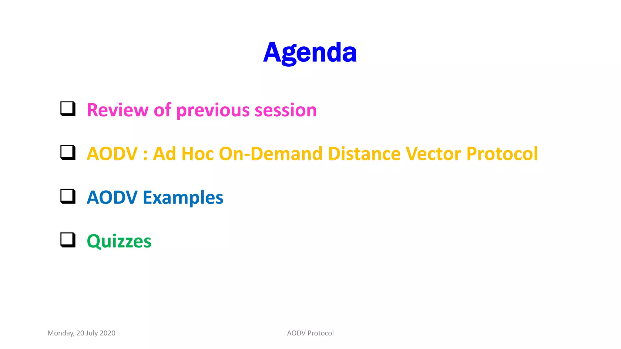 AODV - Ad hoc On-Demand Distance Vector Routing Protocols | PPTX