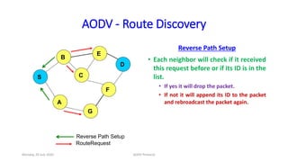 AODV - Ad hoc On-Demand Distance Vector Routing Protocols | PPTX