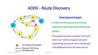 AODV - Ad hoc On-Demand Distance Vector Routing Protocols | PPTX
