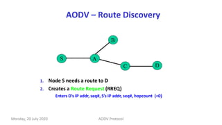 AODV - Ad hoc On-Demand Distance Vector Routing Protocols | PPTX