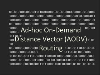 Ad-hoc On-Demand Distance Vector (AODV) Routing 01001010100101011110010010100100101000101010110101010101010101010101010101010101010101010101100101001110100101010101010101010101010101010101010110101010101010101010101010101010101010101010101010101010101010101  010101 101010  11110011 101  1001 100 01010101010101010  100101111000100100 10101010101000001  1111100110101010 11101101001111101010111010011010101010100101010100 101010010101010110101010000010100000101101111111010 101001010100100101111110101100110010100110100100100  