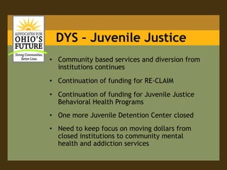 Hunger and Poverty are on the rise and there is a connection between hunger and poor health outcomes.*Source: ODJFS Executive Budget Submission, SFY 2012-2012.  Presented to the House Finance and Appropriations Committee  on 3/17/11.