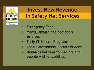 Food insecurity is a stressor leading to other health problemsAdditional Revenue Should be prioritized for…Health Homes Initiative 