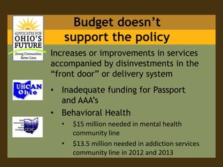 Balancing of long term careMore Good Policy in the 2012-13 BudgetPreserves Medicaid Eligibility 