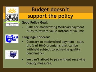 Preserves Access to Medicaid’s “Optional Services” –dental and vision