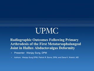 Radiographic Outcomes Following Primary Arthrodesis of the First Metatarsophalangeal Joint in Hallux Abductovalgus Deformity ,[object Object],[object Object]