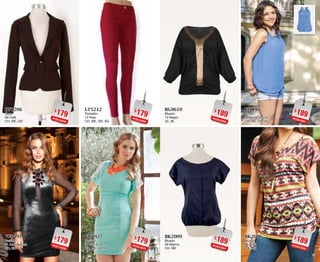 1817
$179PC6312528
HF1206
Saco
06 Café
CH, ME, GR
$179PC0112530
VF0491
Vestido
91 Azul Terroso
CH, GR
$189PC5613208
BG9610
Blusón
10 Negro
32, 36
$189PC4213297
BK2009
Blusón
09 Marino
CH, ME
$179PC6212595
LT5212
Pantalón
12 Rojo
CH, ME, GR, XG
$179PC3312573
VG0927
Vestido
27 Sky Blue
CH, ME, GR, XG
$189PC3613201
BI1156
Blusón
56 Azul Francia
CH, ME, GR, XG
$189PC5813222
BK2606
Blusón
06 Café
CH, ME
 