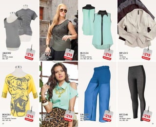 2625
$219PC5315352
AK6382
Blusa
82 Plata Jaspe
ME, GR
$219PC0615314
BG6261
Blusón
61 Amarillo Canario
ME, GR, XG
$219PC4815359
BL3124
Blusón
24 Verde Menta
CH, ME, GR, XG
$219PC9615320
LR4508
Pantalón
08 Azul Rey
ME, GR
$219PC6615330
AW0743
Blusa
43 Verde Olivo
32, 34, 36
$219PC1115353
BG8124
Blusón
24 Verde Menta
ME, GR, XG
$219PC5915355
HF1215
Saco
15 Arena
CH, GR, XG
$219PC2015320
RT2546
Malla
46 Negro Jaspe
CH, ME, GR
 