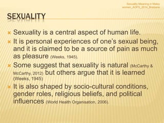 Aofs 14 Brisbane Sexuality Meaning Among Malay Women Rosediani